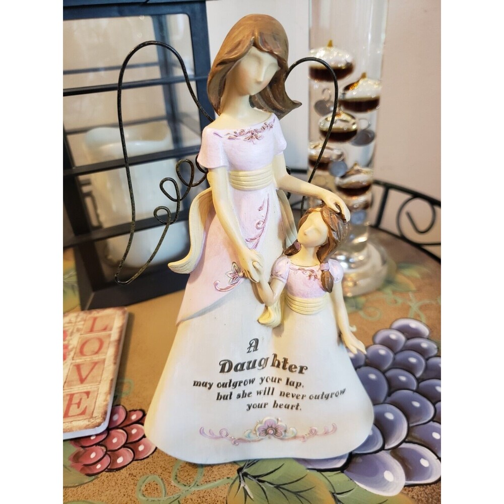 Angel Figurine Mother Daughter May Outgrow Your Lap- never heart New without Box
